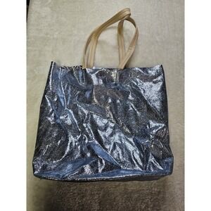 Sorial New York Double Strap Shoulder Tote Bag Ice Blue And Leopard Print